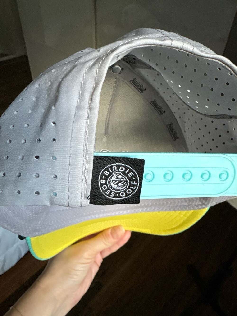 Birdie Boss Golf Grey and Teal Performance Rope Hat with Perforated Panels - Picture 7 of 8